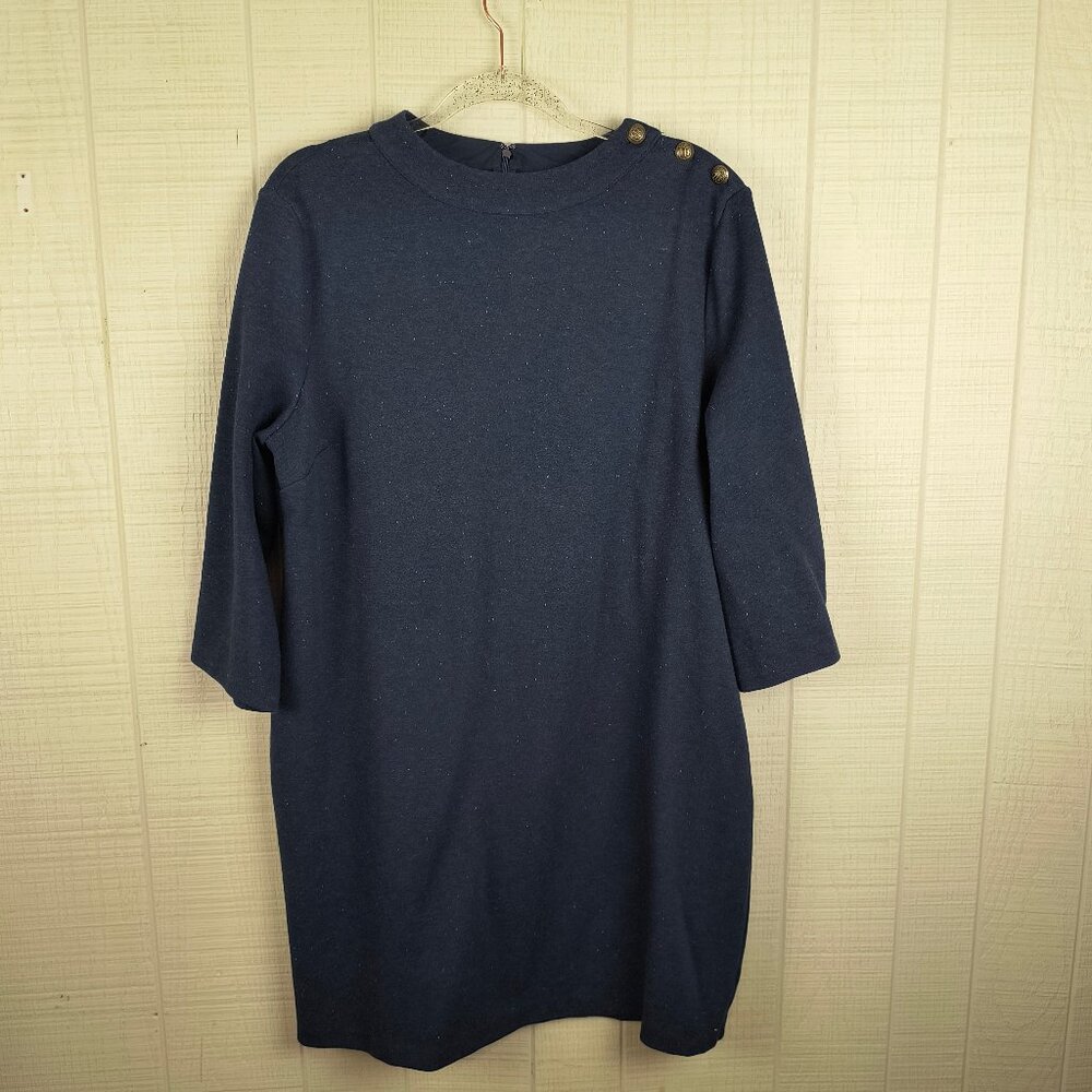 Talbots Knit Shift Dress Navy Blue Short XL